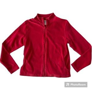 Vintage 90s Red Velour Full Zip Track Jacket S